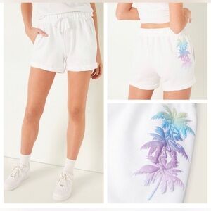 Victoria's Secret Pink Everyday Lounge Boyfriend Short White Shine Palms XL